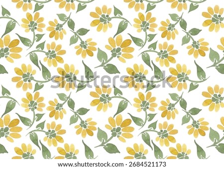 Seamless pattern with yellow spring flowers, vector illustration great for collages, wrapping paper, covers. 