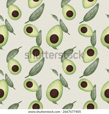 Seamless pattern-Avocado seamless pattern, hand drawn in pastel tones.	
