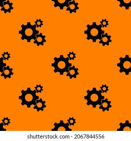 Seamless Patterned Images Of Three Gears. Gear On An Orange Background. Gearing. 3d Image. 3d Rendering