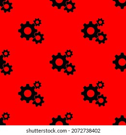 Seamless Patterned Images Of Three Gears. Gear On A Red Background. Gearing. 3d Image. 3d Rendering