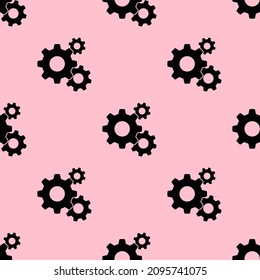 Seamless Patterned Images Of Three Gears. Gear On A Pink Background. Gearing. 3d Image. 3d Rendering