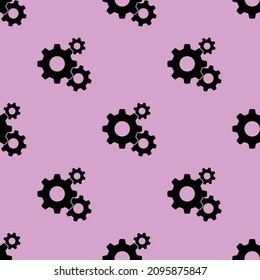 Seamless Patterned Images Of Three Gears. Gear On A Purple Background. Gearing. 3d Image. 3d Rendering