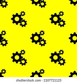 Seamless Patterned Images Of Three Gears. Gear On A Yellow Background. Gearing. 3d Image. 3d Rendering