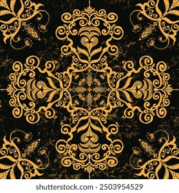 Seamless pattern.mandala style.Gold monogram on a black background. Vector floral symbol for cafe, restaurant, shop, print, stamp, elegant wedding invitation card, invitation - Powered by Shutterstock