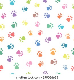 Seamless patterns with colorful prints of cat and dog