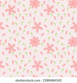 Seamless pink cherry blossoms pattern series 0015 can be used for gift cards, gifts paper, wallpaper design, fabrics design and many more
