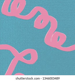seamless pink curly lines pattern on blue background