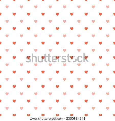 Seamless pink heart pattern on white background.Simple heart shape seamless pattern in diagonal arrangement. Love and romantic theme background.