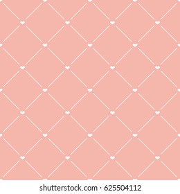 Seamless Pink And White Diagonal Hearts And Lines Textile Romantic Pattern