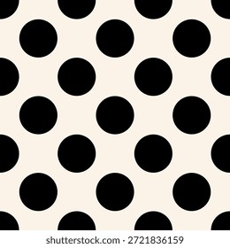 Seamless Polka Dot Pattern in Beige and Black, Repeating Retro Background for Textile, Wallpaper and Digital Design