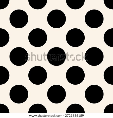Seamless Polka Dot Pattern in Beige and Black, Repeating Retro Background for Textile, Wallpaper and Digital Design
