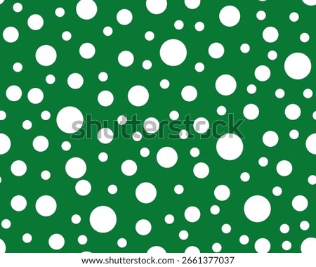 Seamless polka dots pattern background. Pakistan Independence Day concept white polka dots on green background. 14th August theme design for fabric, textile, paper
