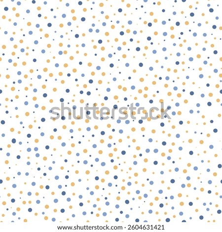seamless polka dots pattern in blue and yellow colour on white background 