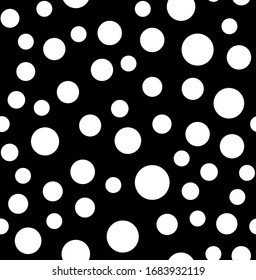 Seamless Polka Dots Pattern With On Black Background