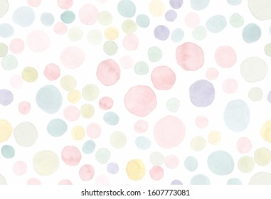 Seamless Polka Wallpaper. Vintage Children Confetti. Multicolor Wrapping Design. Watercolour Kid Repeat. Rainbow Seamless Polka Background. Colorful Wrapping Paper. Pastel Polka Illustration.