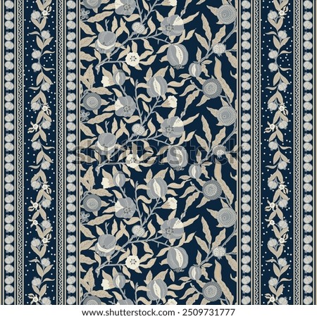 Seamless pomegranate border print pattern