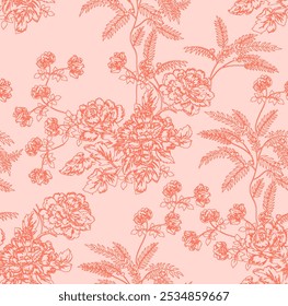 Seamless print pattern wallpaper background with leaves vector illustration botanic nature texture for paper, textile etc