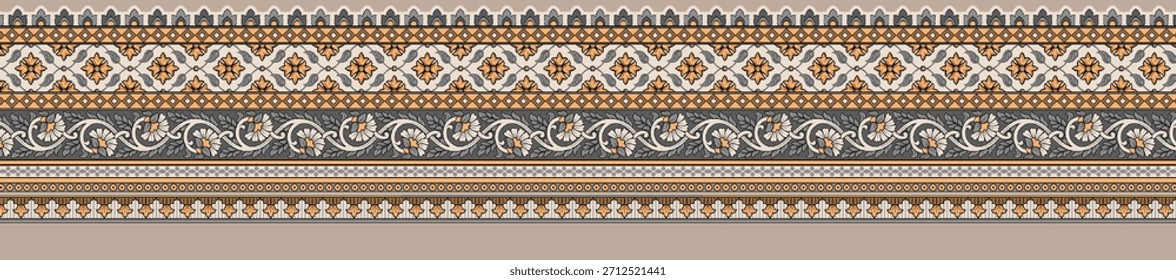 Seamless print vector boder ethnic   beautiful Mughal border for textile printing use