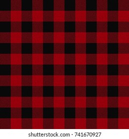 Seamless Red & Black Buffalo Plaid