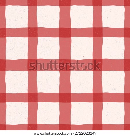 Seamless Red Gingham Check Pattern with Soft Hand-Painted Texture, Cozy Picnic Plaid Background, Rustic Farmhouse Style Repeat for Fabric, Tablecloths, Kitchen Decor, Wallpaper, Scrapbooking, Digital Paper