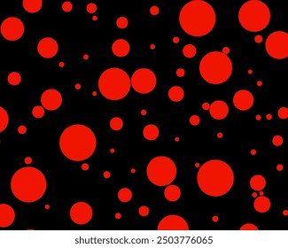 Seamless red polka dot pattern on black background, playful and energetic, perfect for kids, fashion, and branding. - Powered by Shutterstock