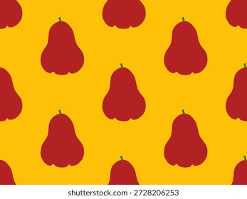 seamless red roseapple pattern on yellow background