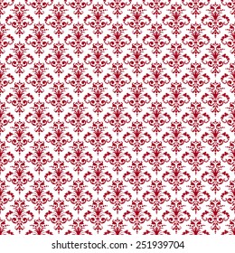 Seamless Red & White Damask Pattern