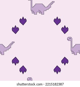 Seamless Repeat Pattern With Cute And Simple Purple Dinosaur On A Light Purple Background Perfect For Fabric, Scrap Booking, Wallpaper, Gift Wrap Projects