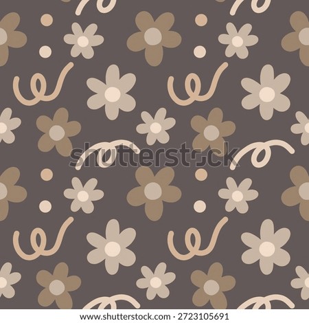 Seamless Retro Daisy Flower Pattern in Earthy Brown Tones 