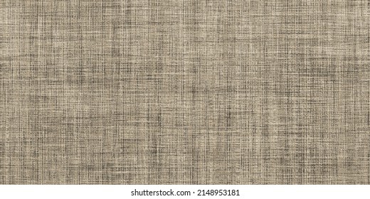 Seamless Rough Canvas Or Linen Burlap Background Texture In Vintage Dark Beige Brown. Closeup Of Tileable Nubby Hand Woven Heavy Boucle Surface Pattern. A High Resolution Fabric 3D Rendering Backdrop.