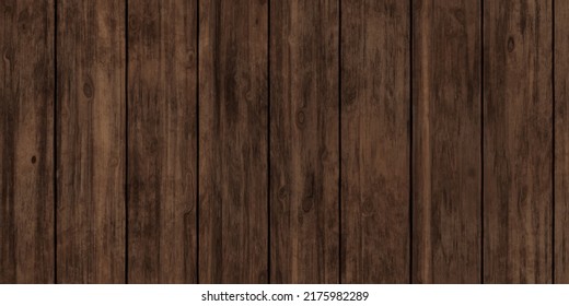 Seamless Rustic Redwood Planks Background Texture. Tileable Stained Dark Brown Hardwood Wood Floor, Wall, Deck Or Table Repeat Pattern. Vintage Old Weathered Wooden Wallpaper Backdrop. 3D Rendering.
