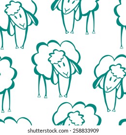 Seamless Sheep Pattern Year Drawn Sheep Stock Vector (Royalty Free ...