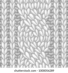 Seamless six-stitch cable stitch. Left-twisting rope cable (C6F) knitting pattern. High detailed stitches. Boundless background can be used for web page backgrounds, wrapping papers.

