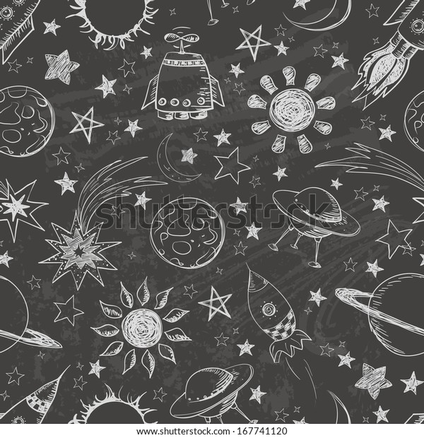 Seamless space\
pattern. Can be used for wallpaper, pattern fills, textile, web\
page background, surface textures.\
