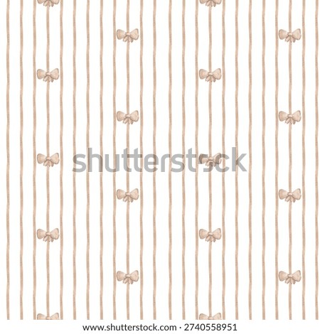 Seamless striped pattern. Subtle brown watercolor stripes and bows. A simple and straightforward print for pillows, tablecloths, and other fabrics	