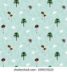 Seamless Summer Tropical Palm Tree Pattern