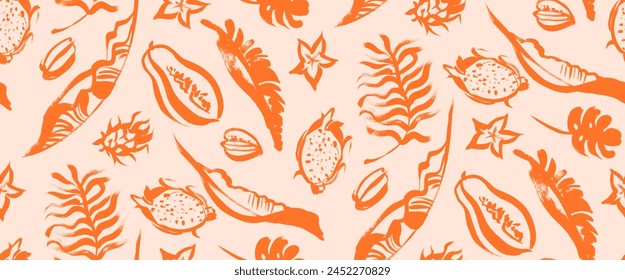 seamless summer tropical pattern with fruit and leaves for fabric - Powered by Shutterstock