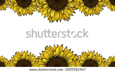 seamless sunflowers pattern hand drawn, beautiful rustic background with sunflowers, sunflower realistic linear flat yellow flower Sunflower seeds and yellow flower petals agriculture sunflower design
