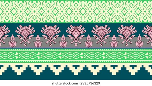 seamless textile print design boder design all over design ornamental ethnic Victorian floral leaf design  