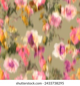 seamless textile texture pattern with elegant graphic flowers in blur technique