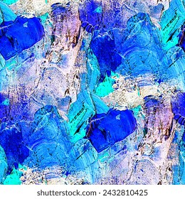 Seamless texture (background) multiple abstract elements with curved lines and imitation marble with a blue tint. For surface design. Tablecloths, napkins, wallpaper.