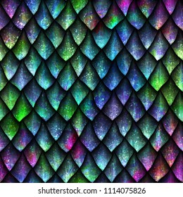 Seamless texture of dragon scales, reptile skin, 3d illustration