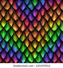 Seamless texture of dragon scales, reptile skin, 3d illustration