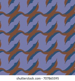 Seamless texture with a flock of dolphins under water, illustration for background