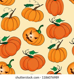 Seamless Texture Jack Lantern Pumpkin Halloween Stock Illustration ...