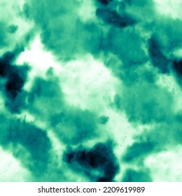 Seamless Tie Dye Bright Aquamarine .Light Vintage Wrapping .Green Tie Die Art, Spring Fluid Tie Dye Canvas. Textile Pattern . Trendy Template Design