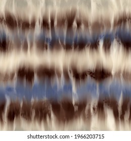 Seamless tie dye stripe pattern for fashion print. High quality illustration. Faux digital render of horizontal tie dye stripes with creases. Vibrant artistic hippie or bohemian culture print.