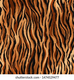 Seamless Tiger Skin Pattern. Hand Drawn