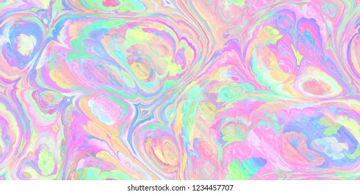 Seamless Tile Multicolored Pastel Paint Pour Effect In Pink, Turquoise, Blue And More