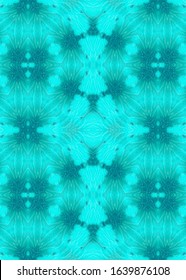 Seamless Tile Ornament. Minty Green Fruit Handmade Vintage. Gentle Breeze Washed Out Effect. Coral Ocean Blue Endless Arabesque Tile. Mint Breeze Salmon Silk Batik Brush. 